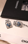 Chanel Blue Heart Crystal Earrings
