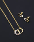 Dior CD Gold Jewelry Necklace & Earrings Set