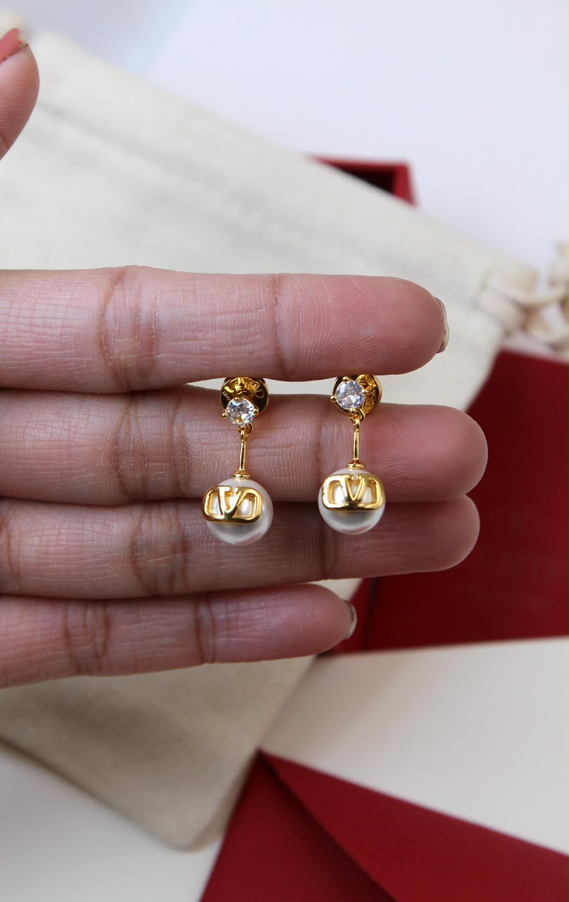 Valentino Garavani VLogo Pearl Drop Earrings