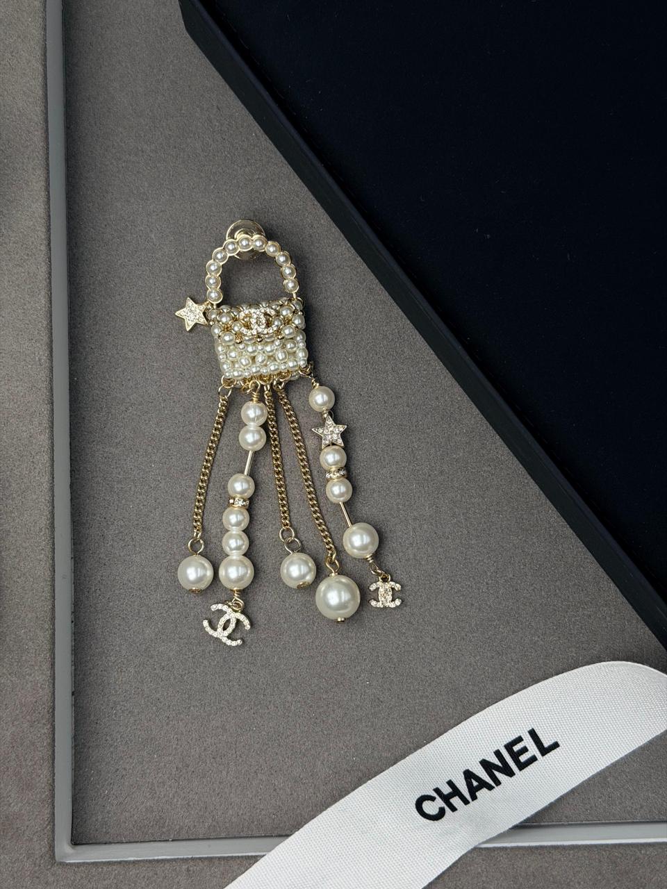 Chanel Pearl Mini Bag Tassel Brooch