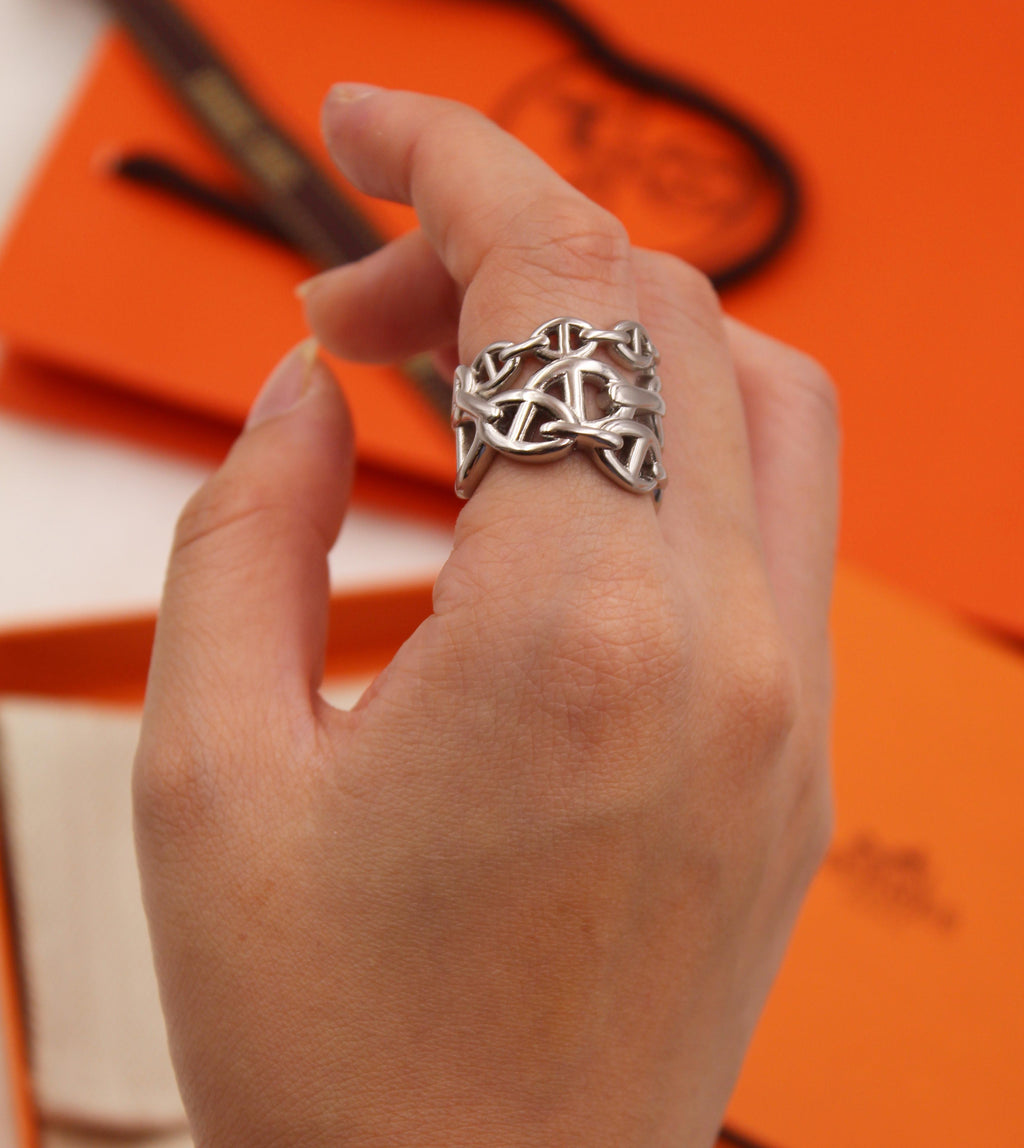 Hermès Chaîne d'Ancre Silver Ring