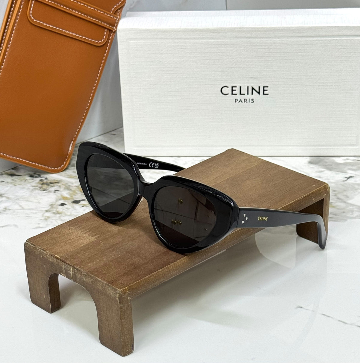 Celine Black Cat-Eye Sunglasses with Case