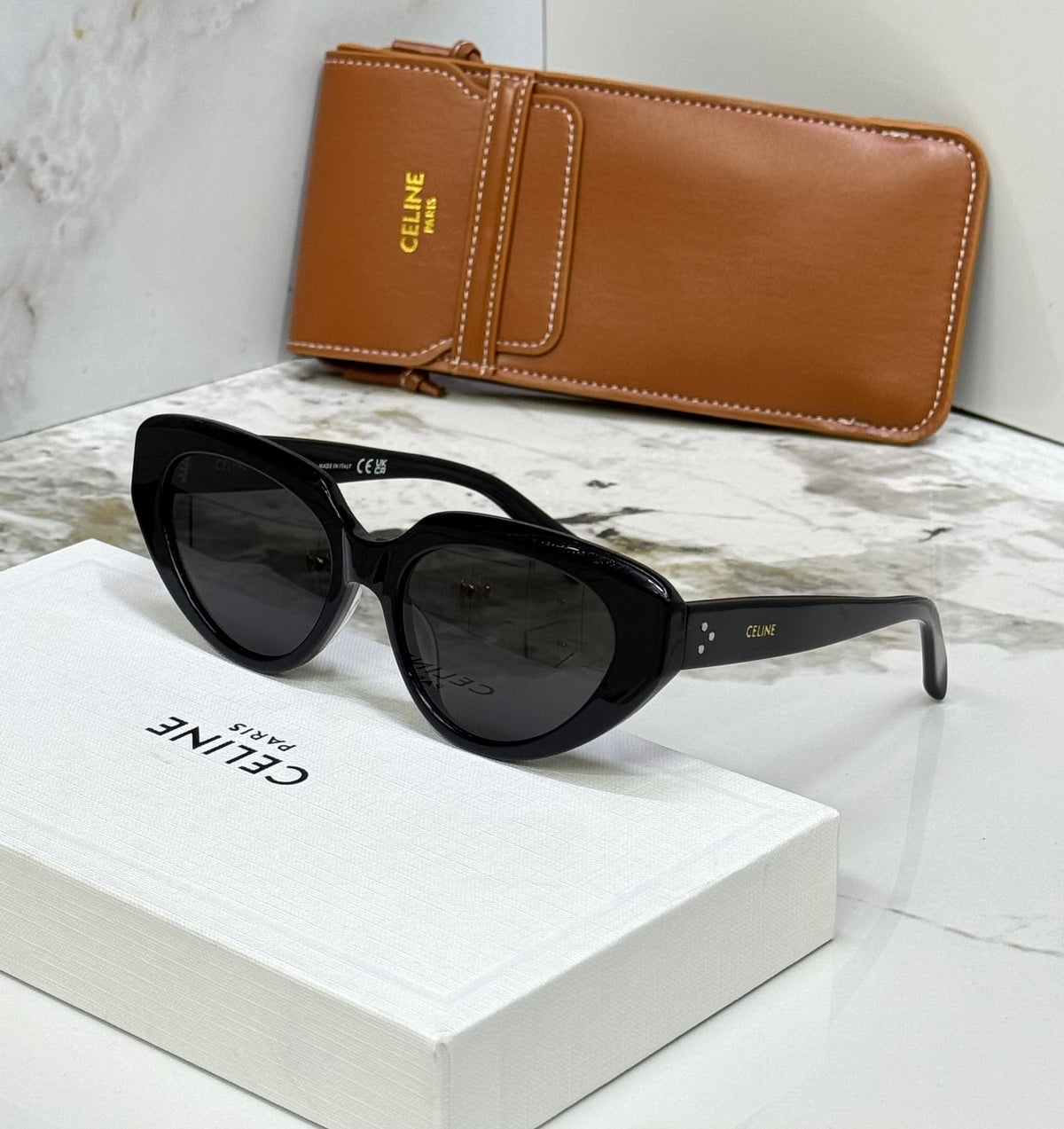 Celine Black Cat-Eye Sunglasses with Case
