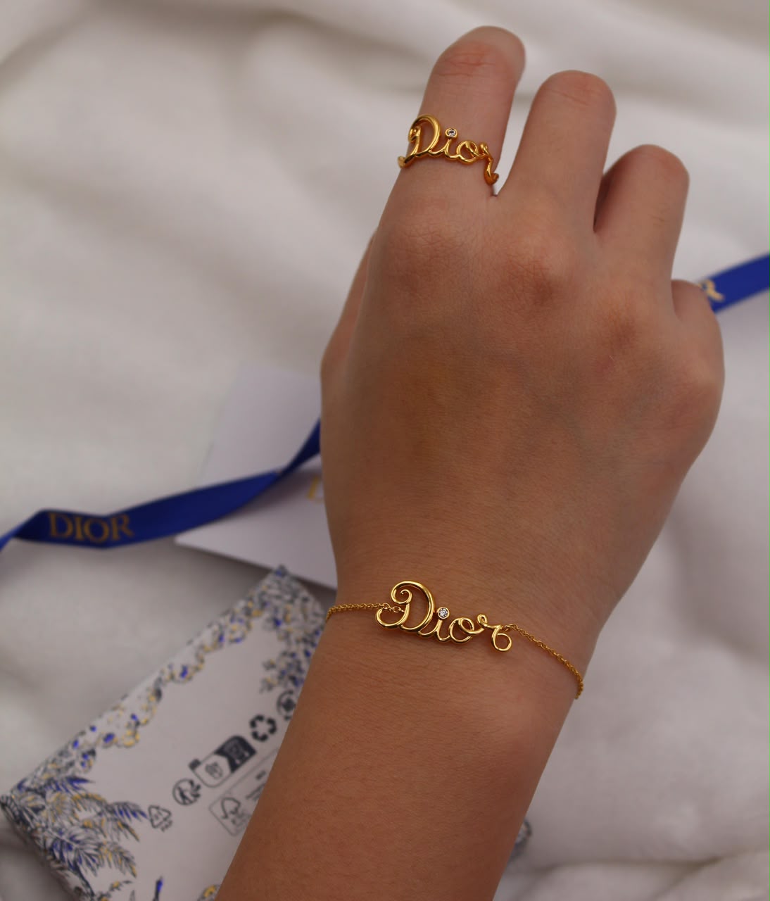 Dior Gold Logo Ring & Bracelet Set