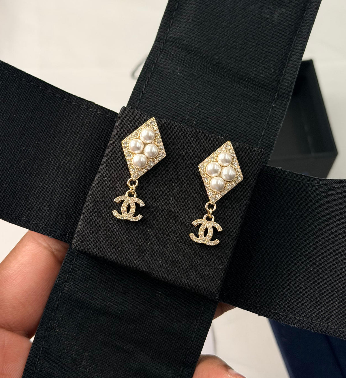 Chanel Gold CC Crystal Stud Earrings