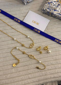 Dior Clair D Lunes Faux Pearl Gold Tone Set