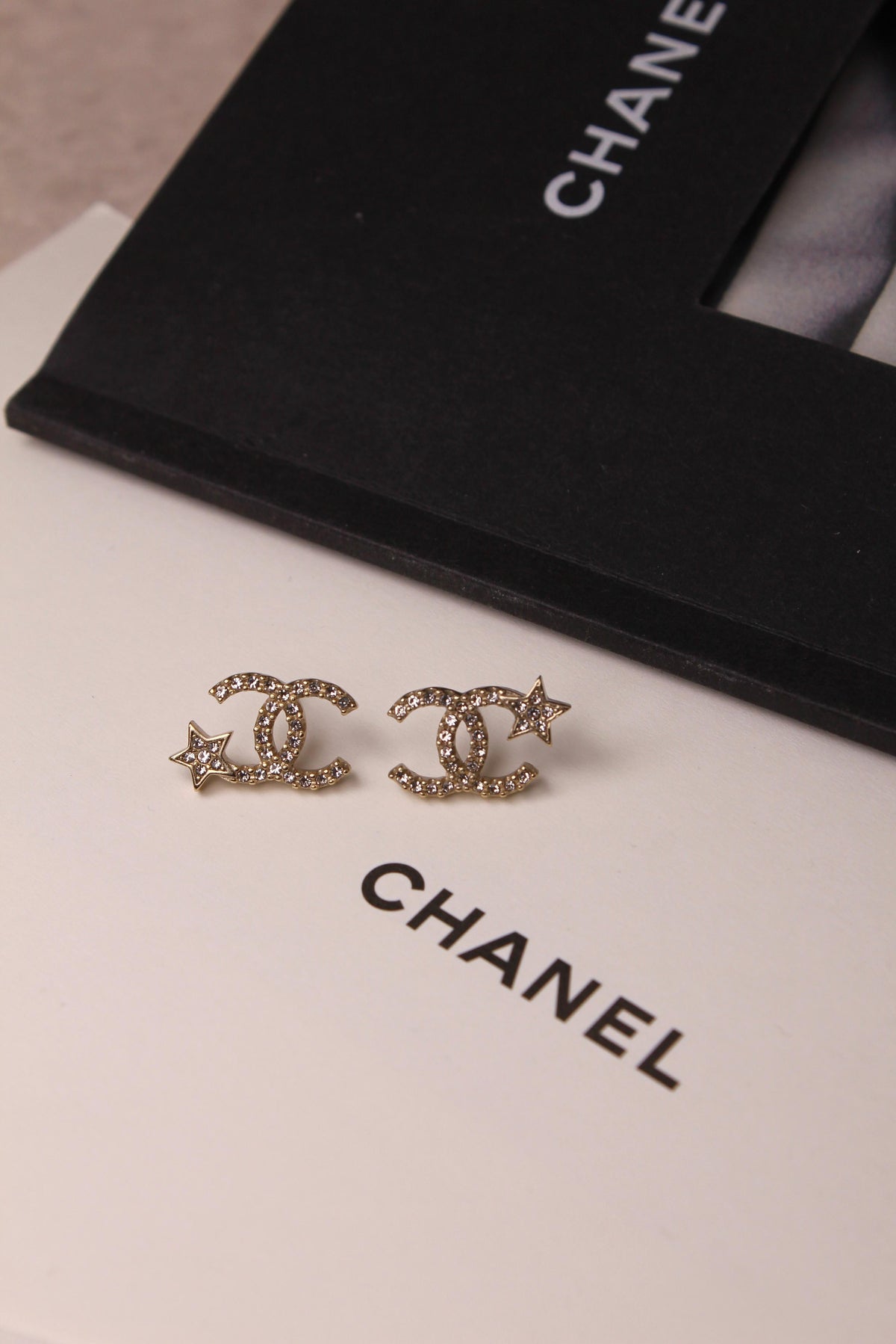 CHANEL – CC Star Crystal Earrings
