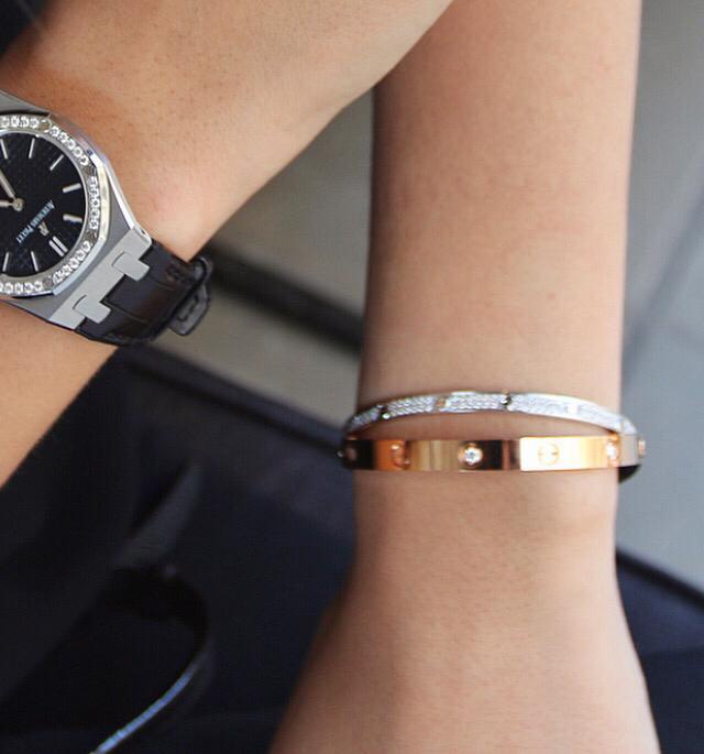 Cartier LOVE Bracelets in Yellow Gold and White Gold with Diamonds