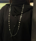 Chanel Pearl Crystal Logo Long Necklace