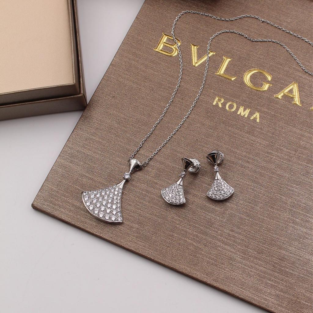 BVLGARI Divas' Dream Silver-Tone Pave Necklace and Earrings Set