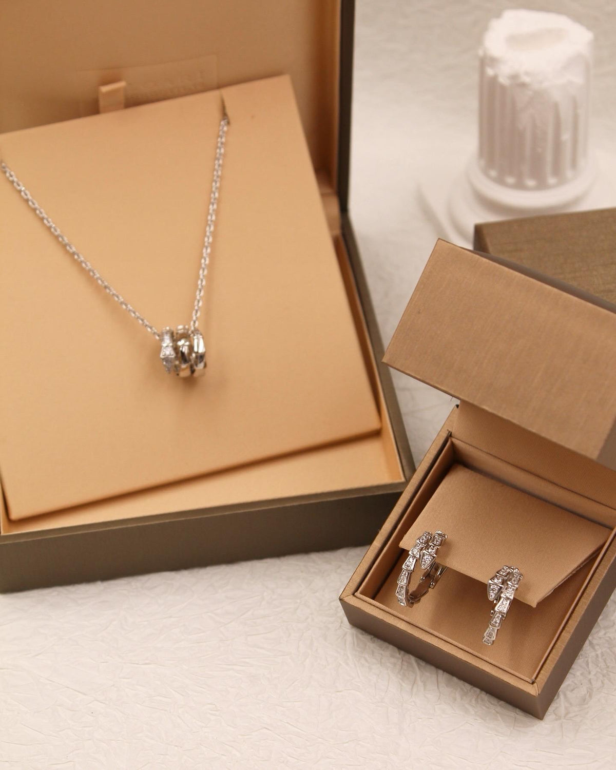 BVLGARI -Tone Pendant and Earrings Set