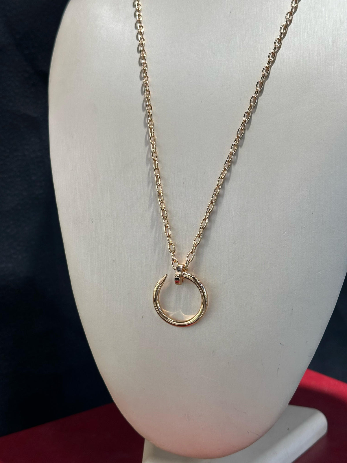 Cartier Gold Tone Nail Pendant Necklace