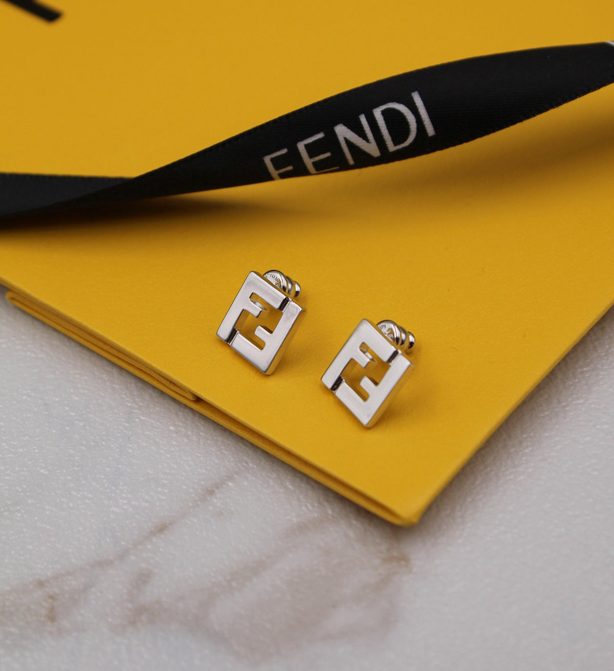 Fendi FF Enamel Stud Earrings