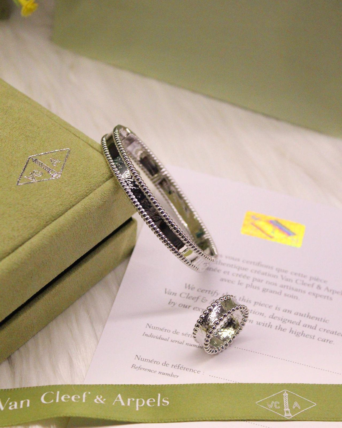 Van Cleef Signature Rose Ring and Bracelet Set