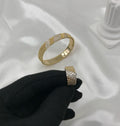 Van Cleef Beaded Pave Silver Ring and Bracelet Set