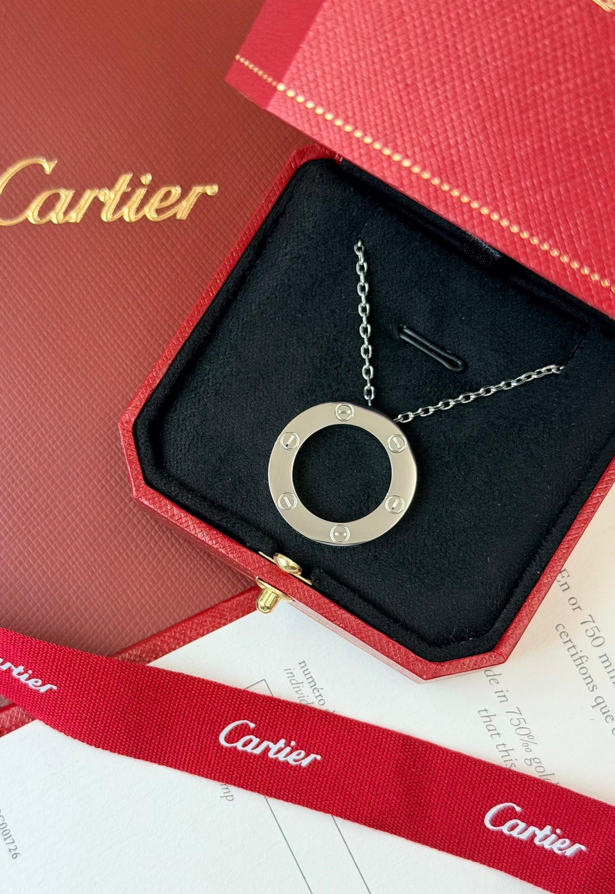 Cartier Silver Tone Screw Circle Necklace
