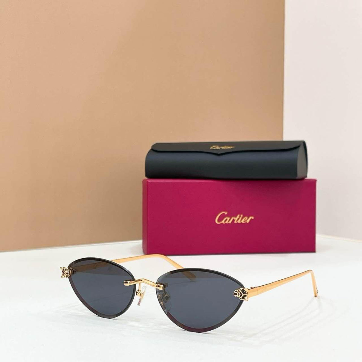 Cartier Oval Cat Eye Metal Sunglasses