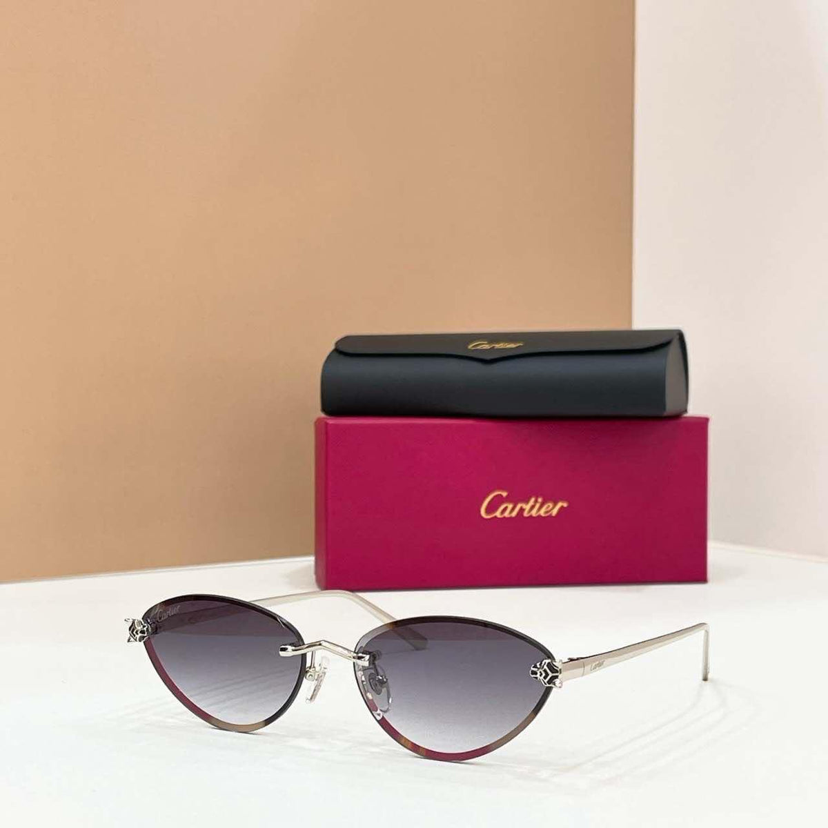 Cartier Oval Cat Eye Metal Sunglasses
