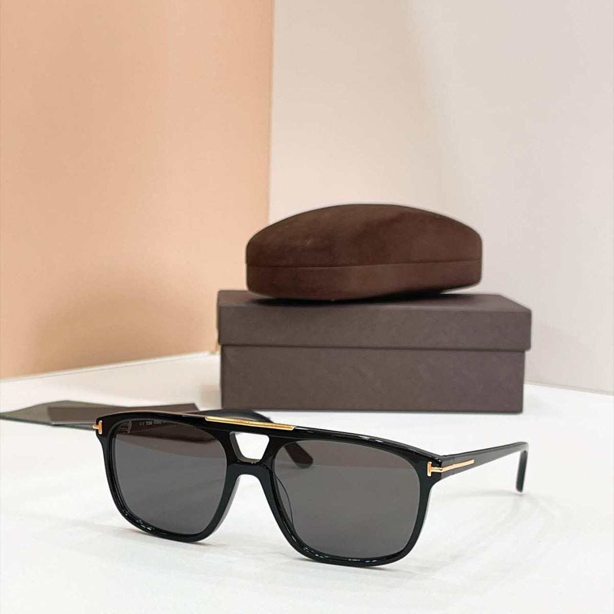 T Accent Double Bridge Square Sunglasses