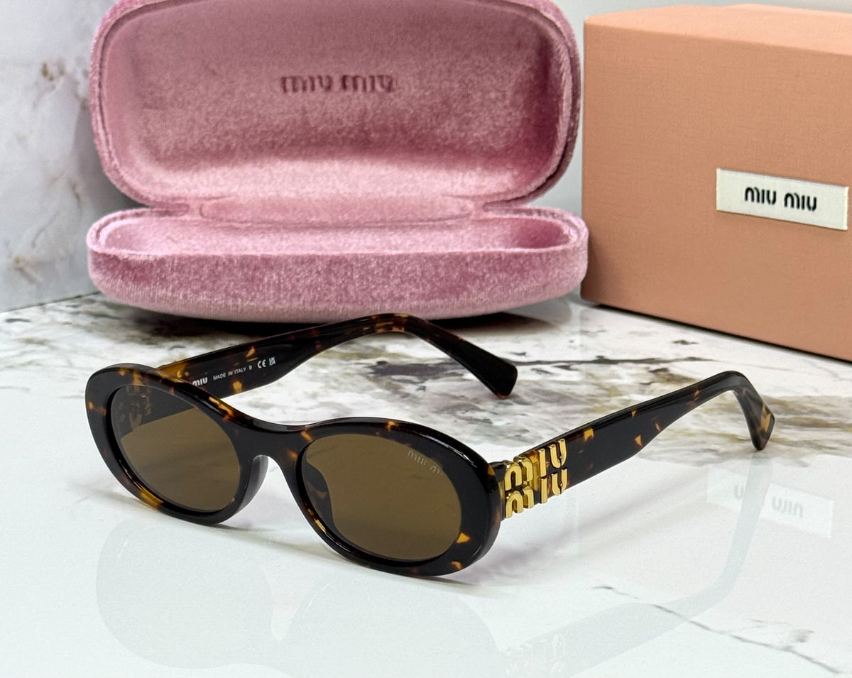 Miu Miu Oval Gold Logo Sunglasses