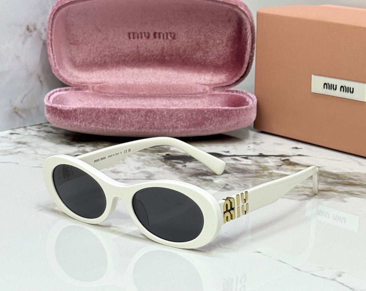Miu Miu Oval Gold Logo Sunglasses
