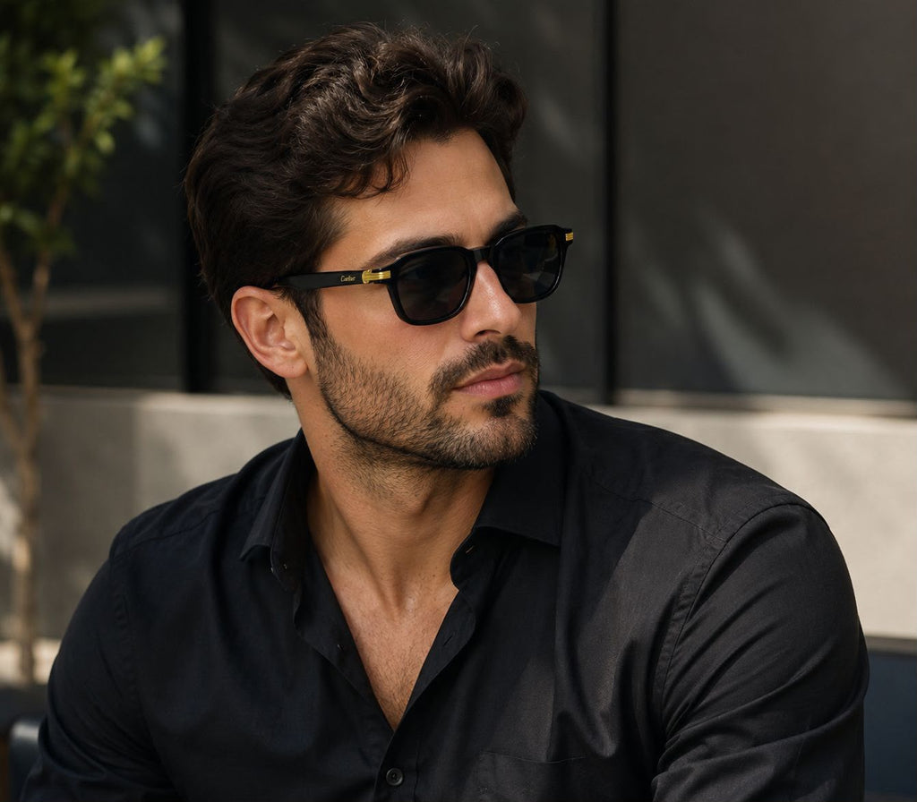 Cartier Square Ribbed Temple Sunglasses