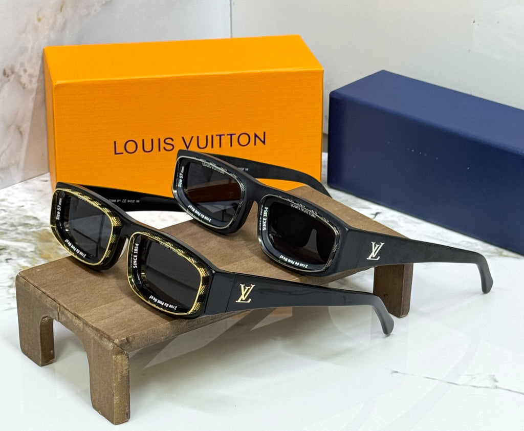 LV Rectangular Lettered Rim Sunglasses