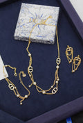 Gold cd  Necklace & Earrings Set