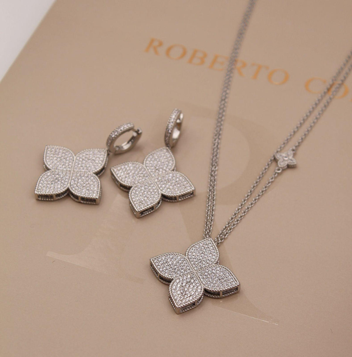 Roberto Coin Princess Flower Necklace & Earrings Set