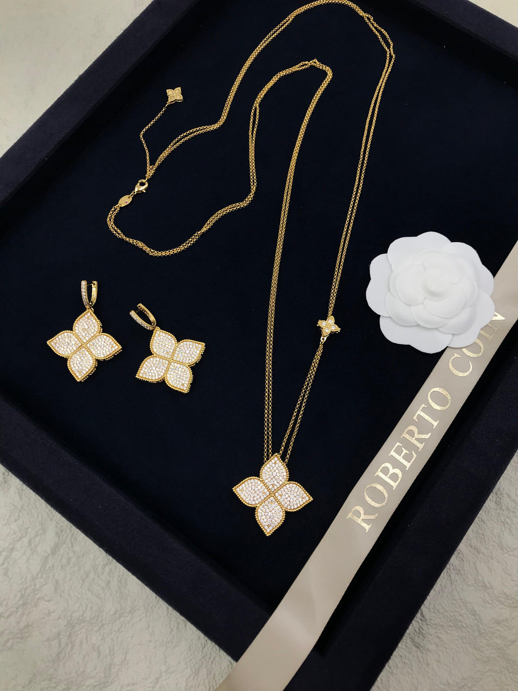 Roberto Coin Princess Flower Necklace & Earrings Set