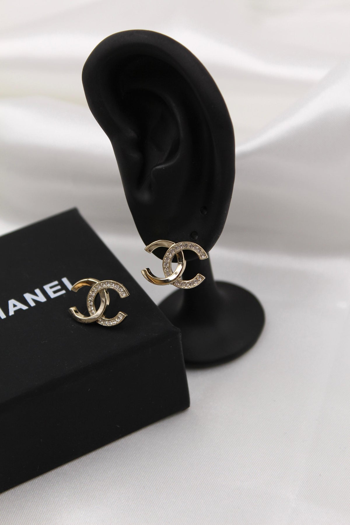 CHANEL – Gold CC Stud Earrings