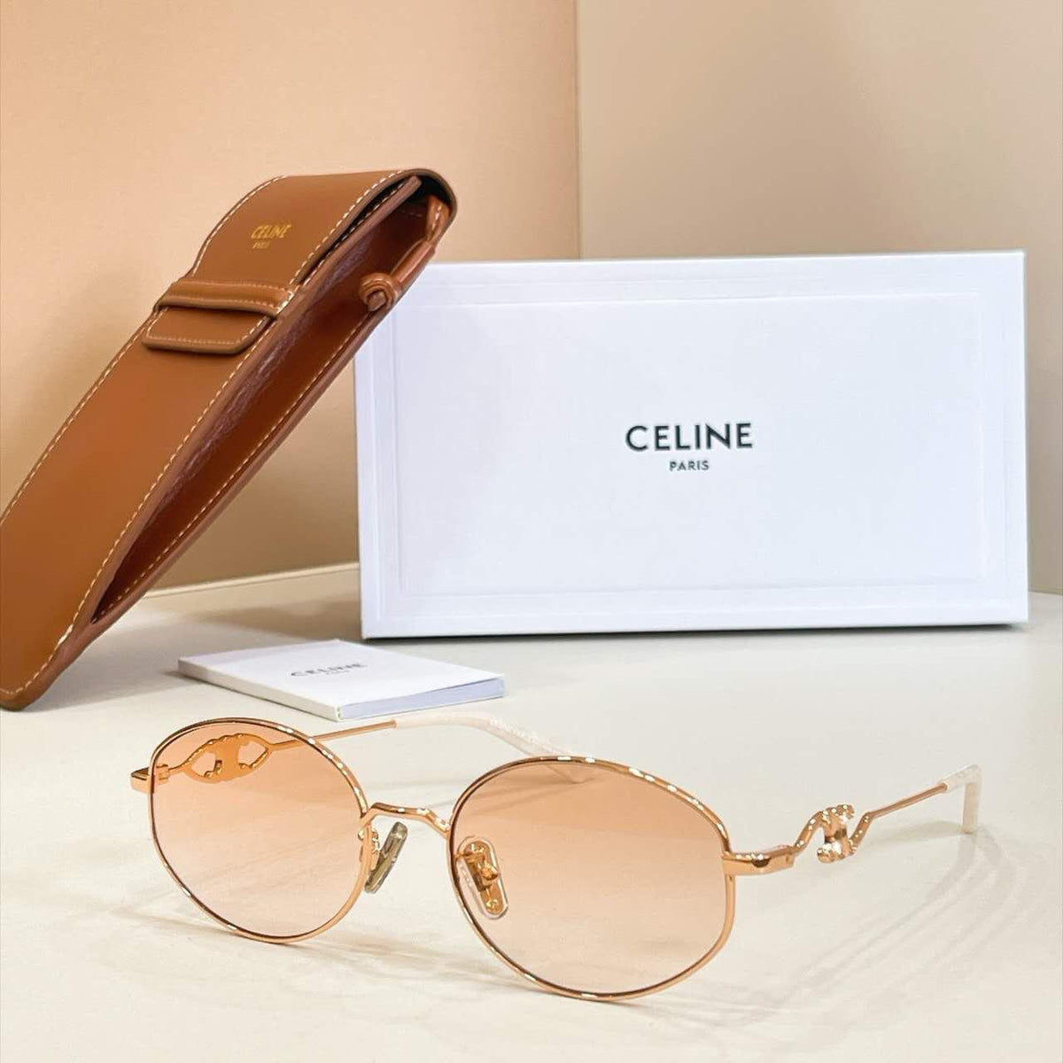 Celine Round Triomphe Metal Sunglasses