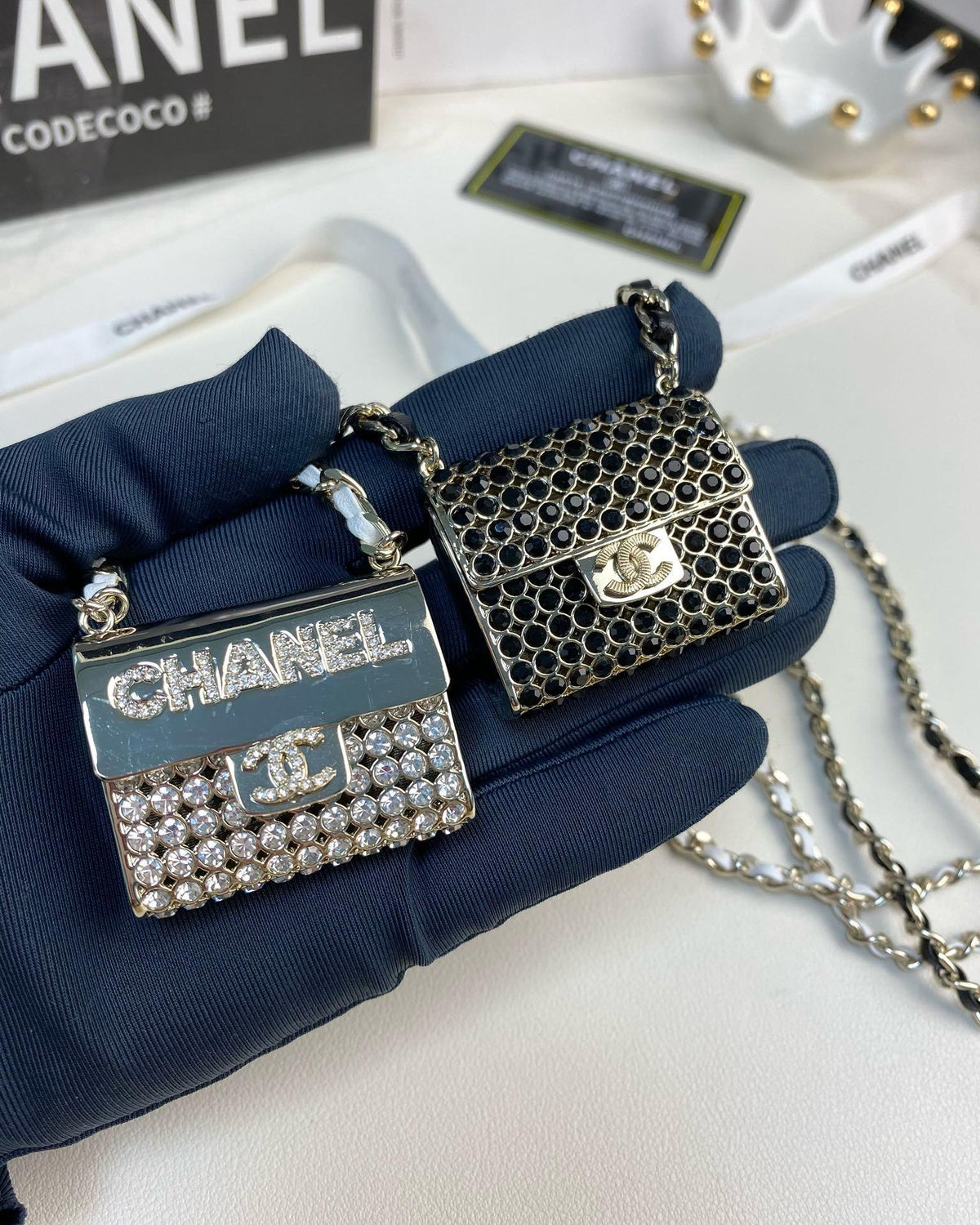 CHANEL - Crystal Bag Pendant Necklace