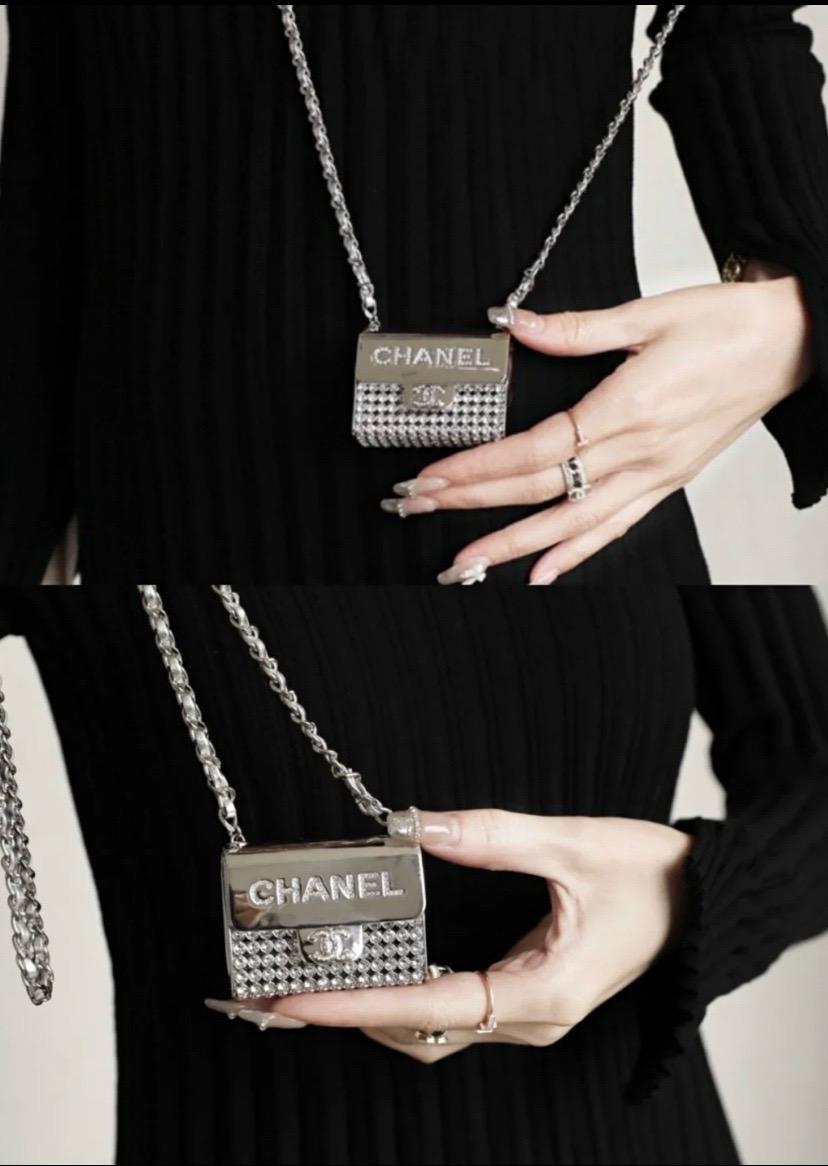 CHANEL - Crystal Bag Pendant Necklace