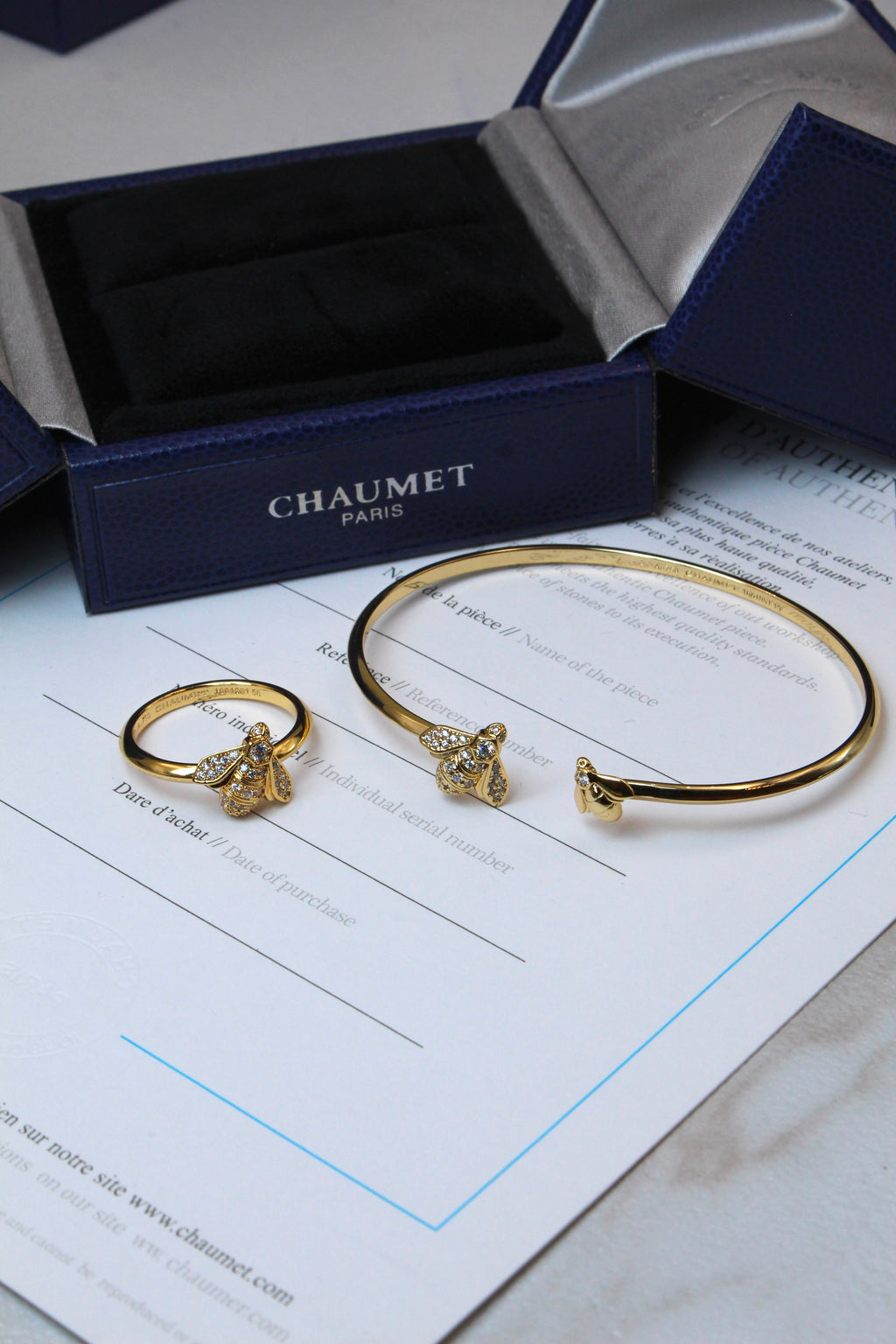 CHAUMET - Gold Bee Bracelet and Ring Set