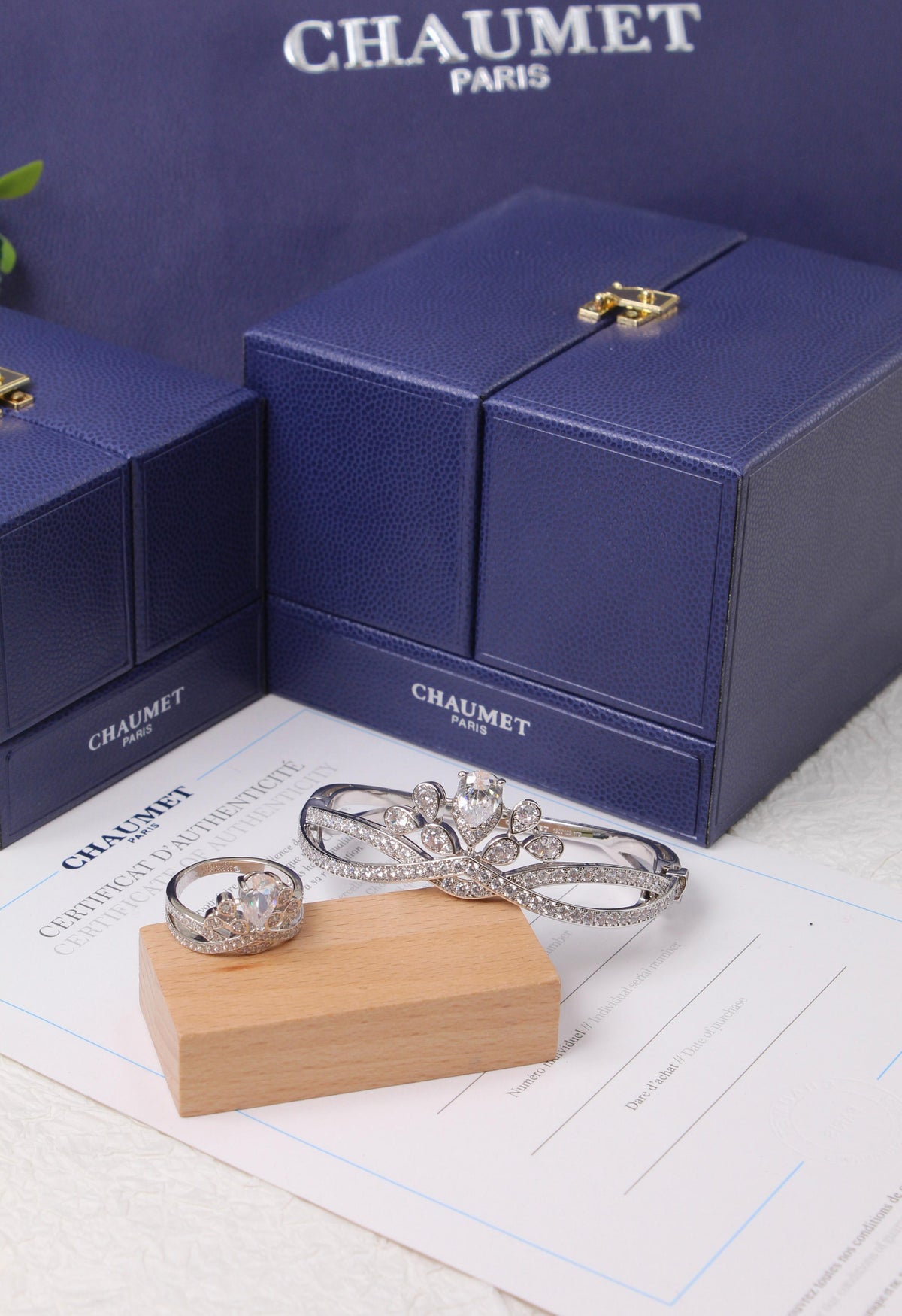 CHAUMET - Silver Teardrop Bracelet and Ring Set