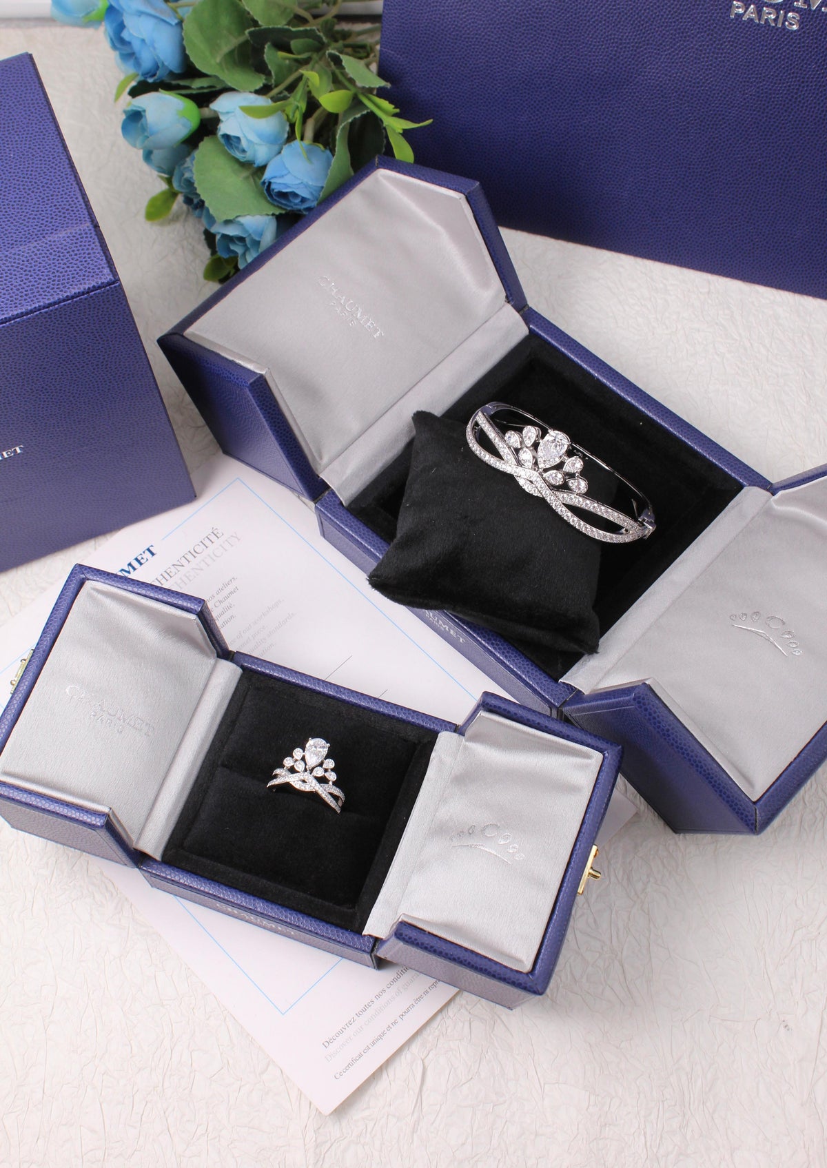 CHAUMET - Silver Teardrop Bracelet and Ring Set