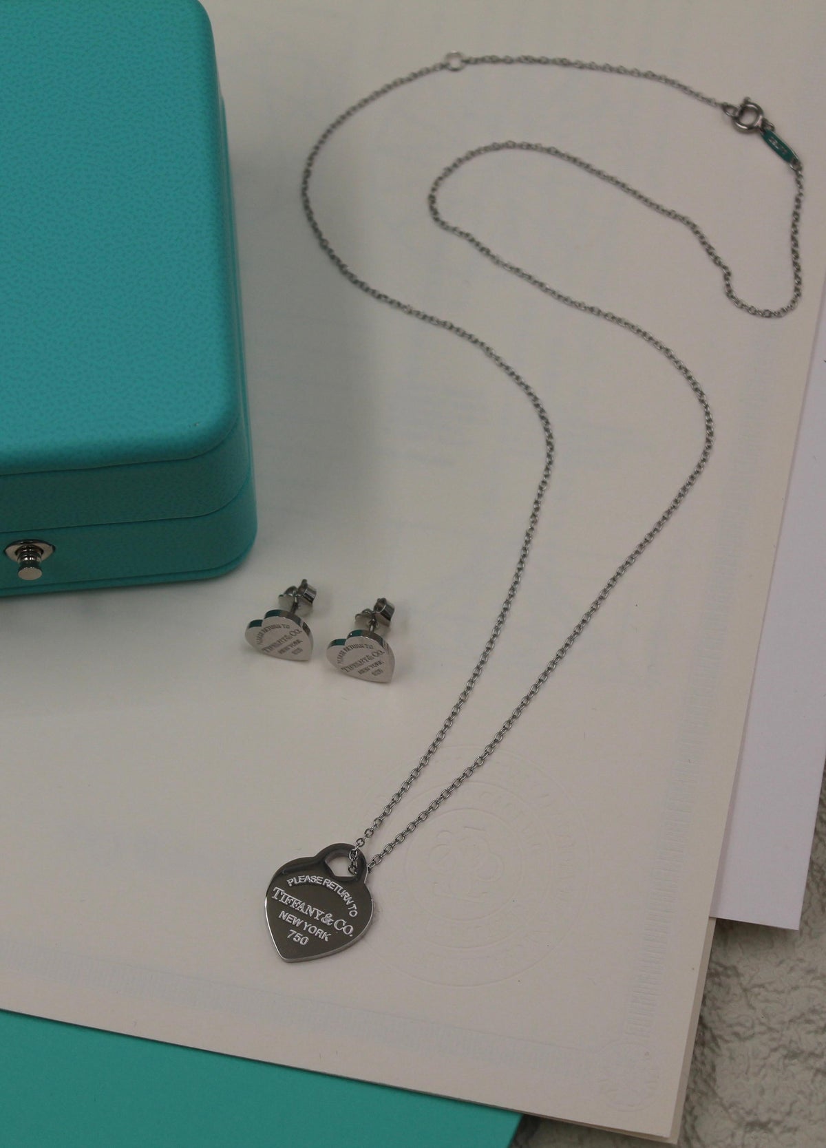 Tiffany & Co. - Single Heart Necklace and Earrings Set