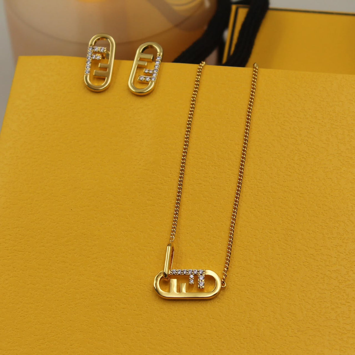 Fendi Gold Crystal Jewelry Set