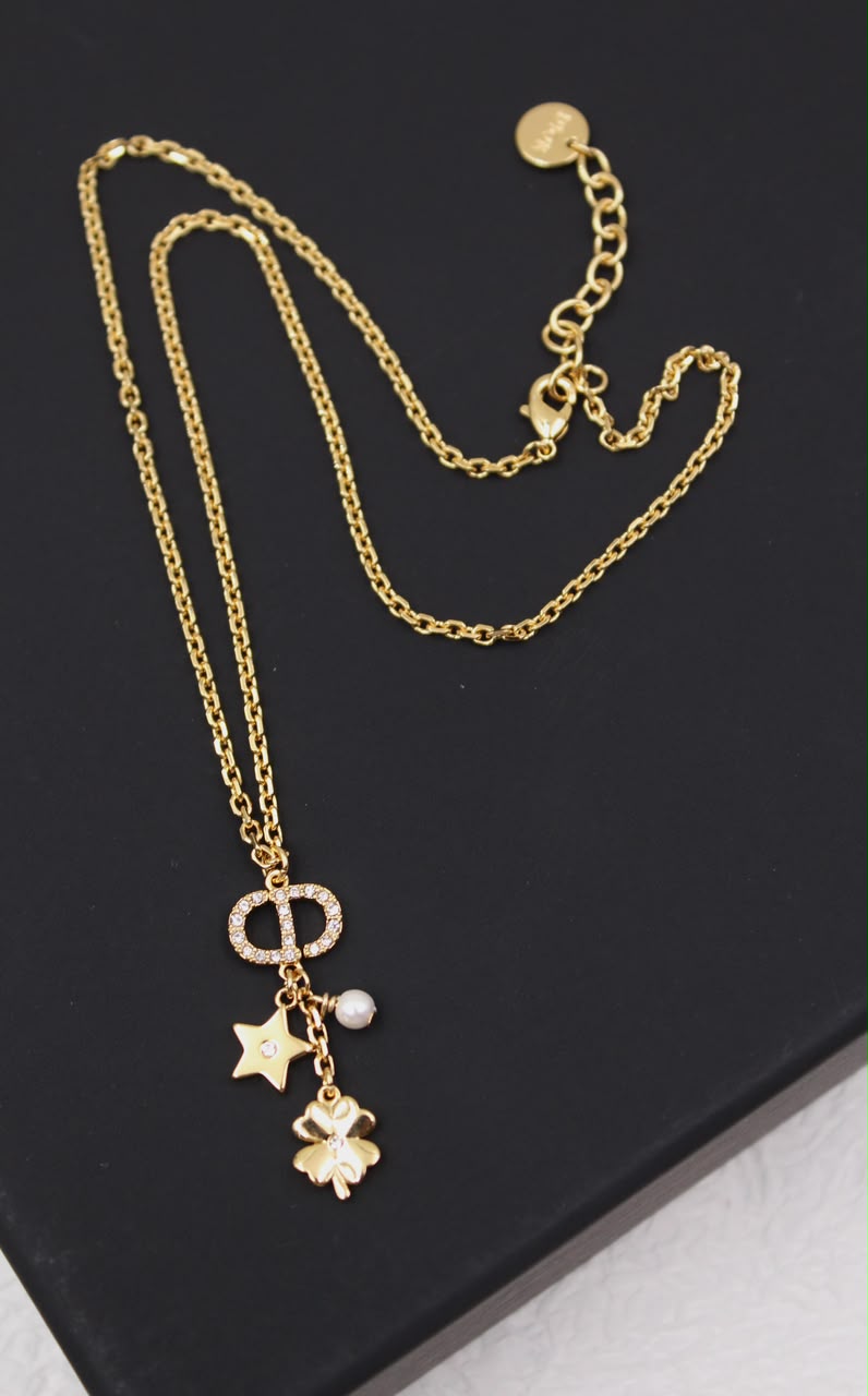 Gold Clover & Star Charm Necklace