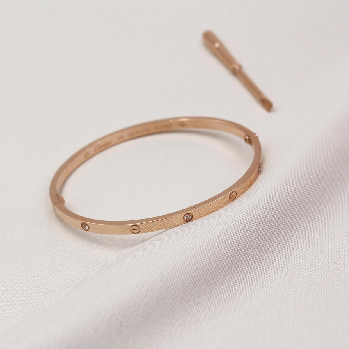 Cartier LOVE Small Model Bracelets with Diamonds in Yellow Gold, Rose Gold and White Gold