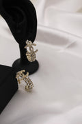 CHANEL – Gold Crystal CC Hoop Earrings