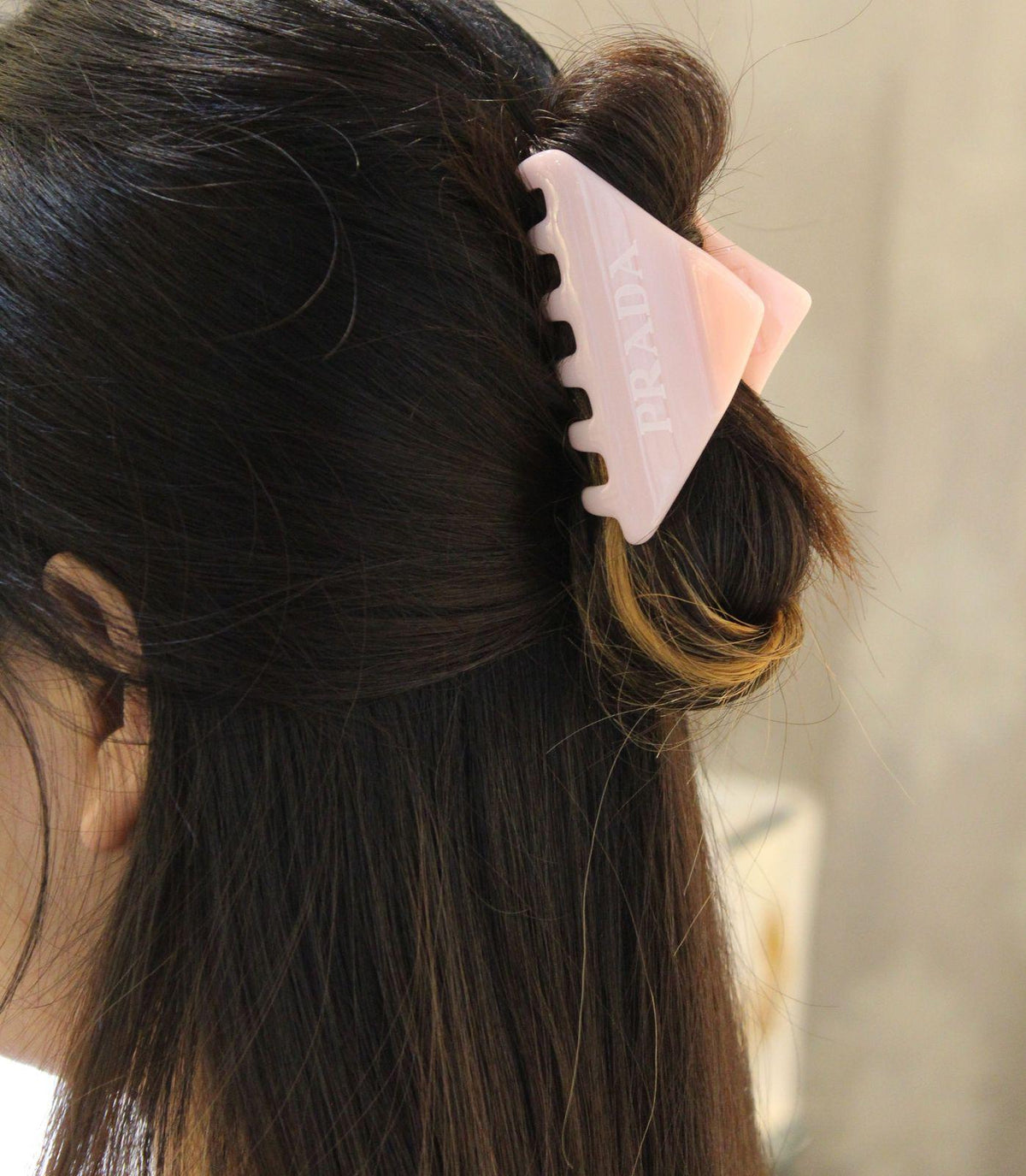 PRADA – Pink Triangle Hair Claw Clip