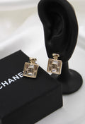 CHANEL – Gold Square Perfume Bottle Earrings