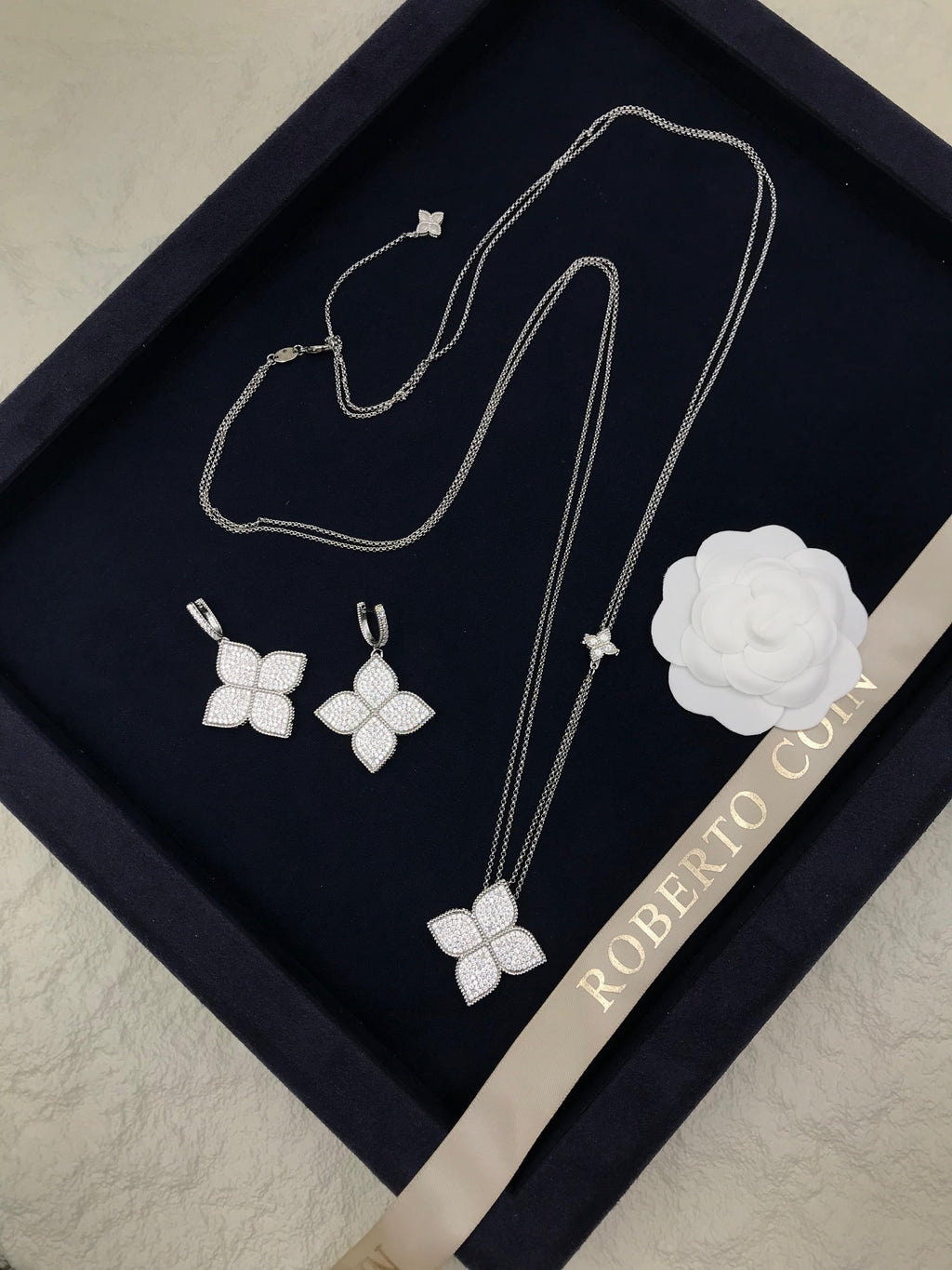 Roberto Coin Princess Flower Necklace & Earrings Set