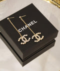 CHANEL – Crystal CC Long Drop Earrings