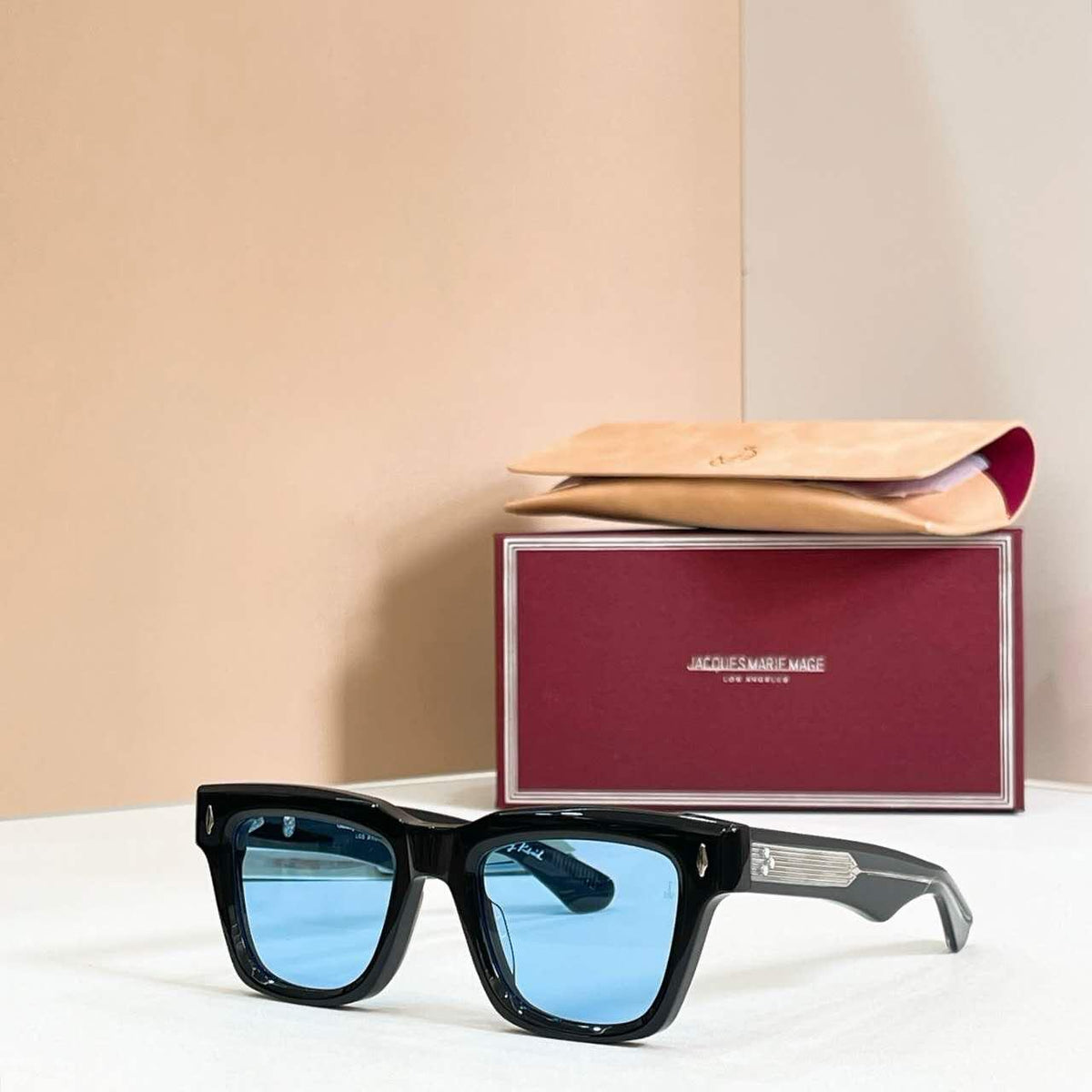 Jacques Marie Mage Bold Square Metal Accent Sunglasses