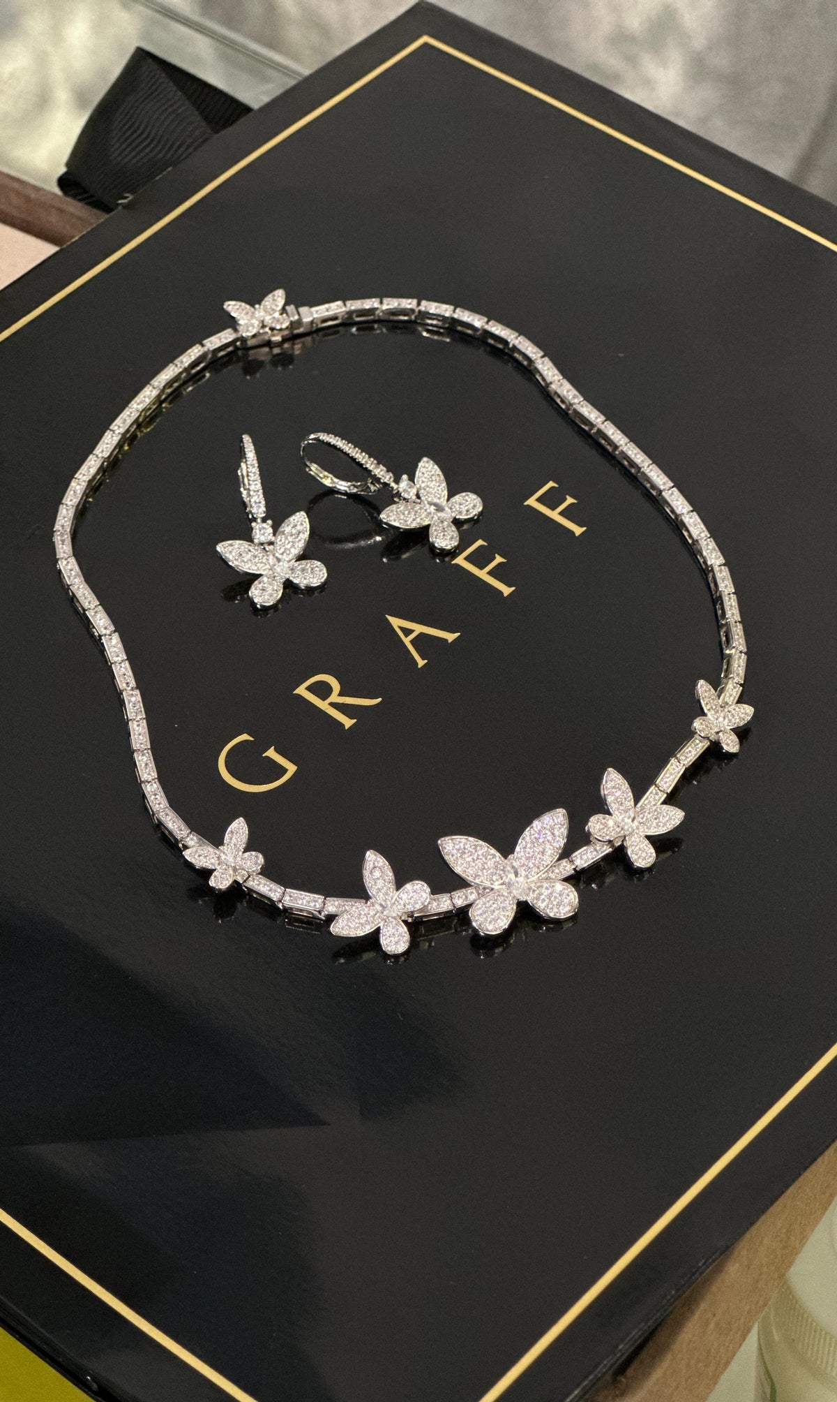 Graff Butterfly Diamond Necklace & Earrings Set
