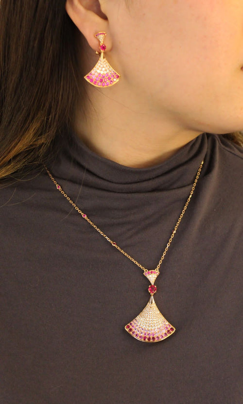 BVLGARI Fan Pendant Necklace and Earrings Set