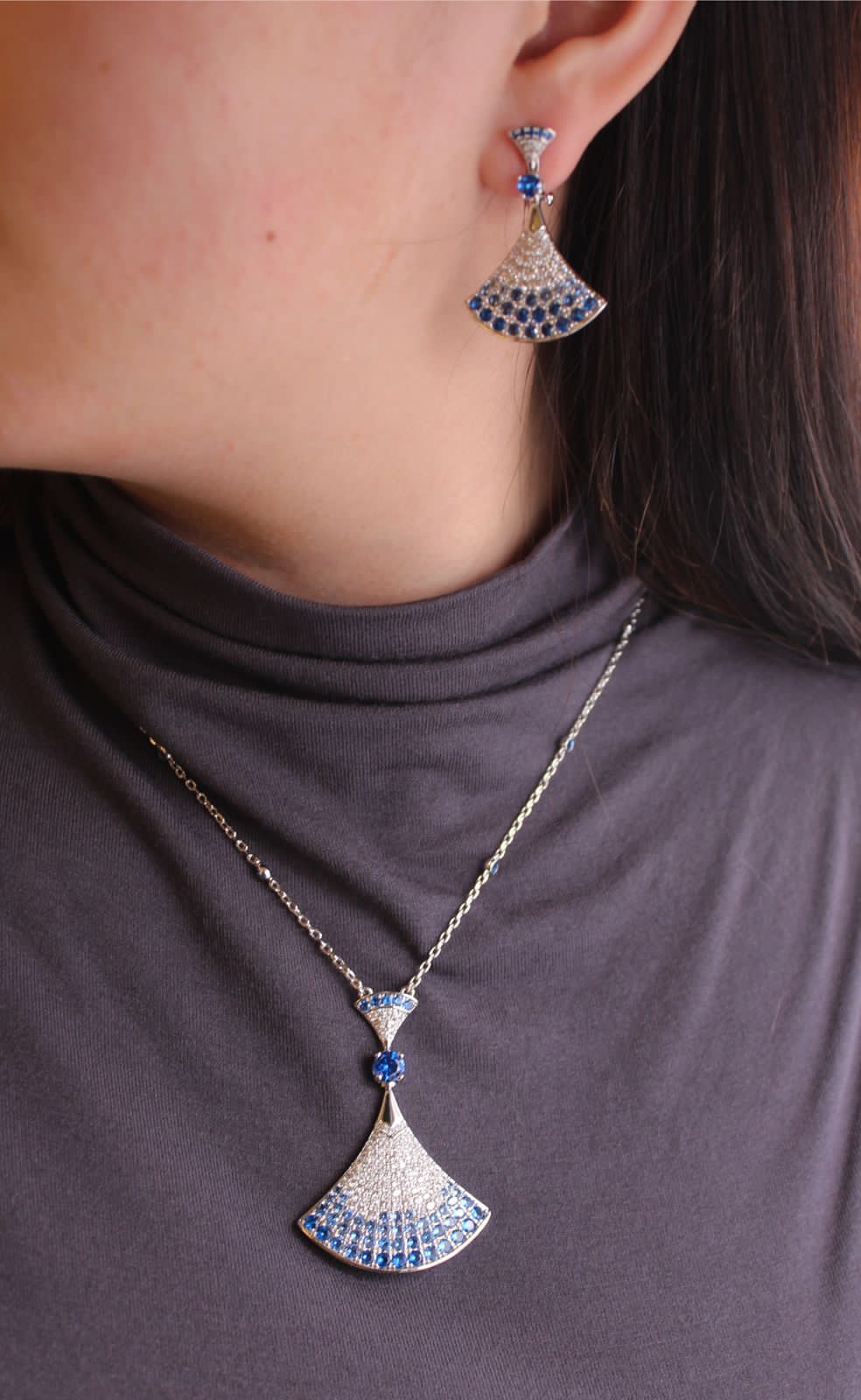BVLGARI Fan Pendant Necklace and Earrings Set